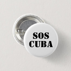 Free Cuba SOS Cuba black and white pin button