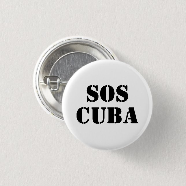 Free Cuba SOS Cuba black and white pin button (Front & Back)