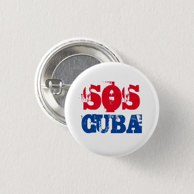 Free Cuba SOS Cuba red white blue 3 Cm Round Badge (Front & Back)