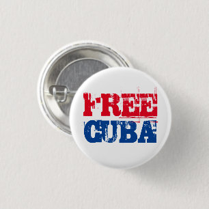 Free Cuba SOS Cuba red white blue pin button