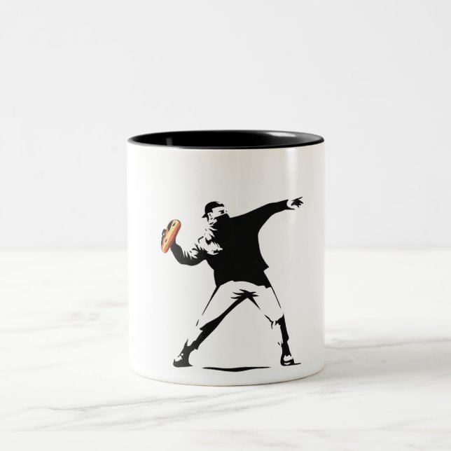 Free D.C. Sandwich Guy – Bold Street Art Protest D Two-Tone Coffee Mug (Center)