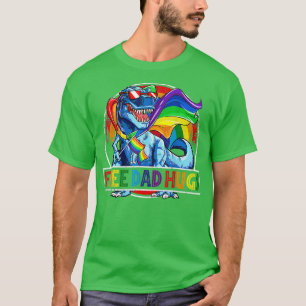 Free Dad Hugs Dinosaur Rex Daddy LGB Pride Rainbow T-Shirt