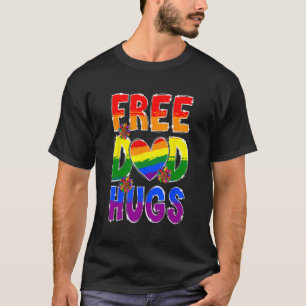 Free Dad Hugs LGBT Flag Support LGBTQ Gay Pride Ra T-Shirt