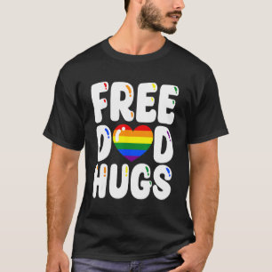 Free Dad Hugs LGBT Flag Support LGBTQ Gay Pride Ra T-Shirt