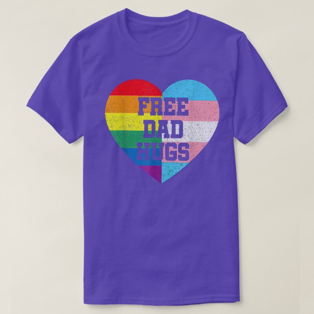 Free Dad Hugs LGBT Pride Awarenes Month Parades Ra T-Shirt (Design Front)