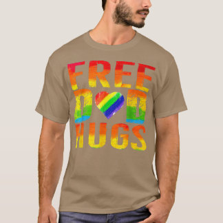 Free Dad Hugs LGBT Pride Awarenes Month Parades Ra T-Shirt