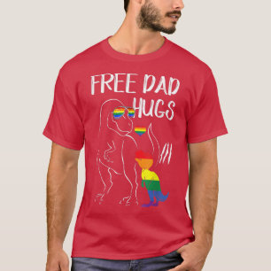 Free Dad Hugs LGBT Pride Dad Dinosaur Re Gift  T-Shirt