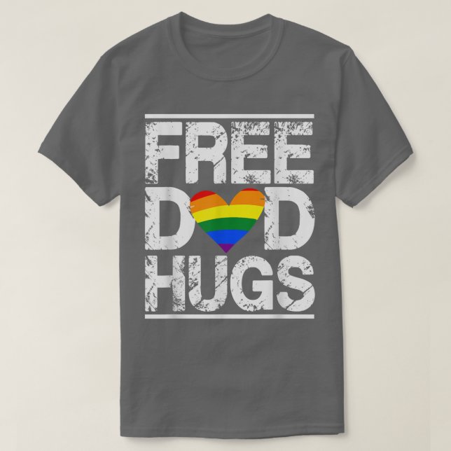 Free Dad Hugs T Shirts Pride Gift LGBT Rainbow Fla (Design Front)