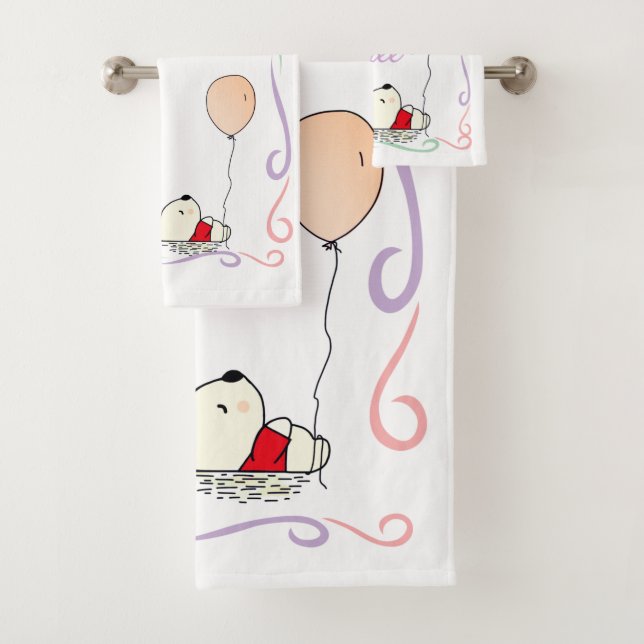 Free Dreams Bear with Balloons Bath Towel Set (Insitu)
