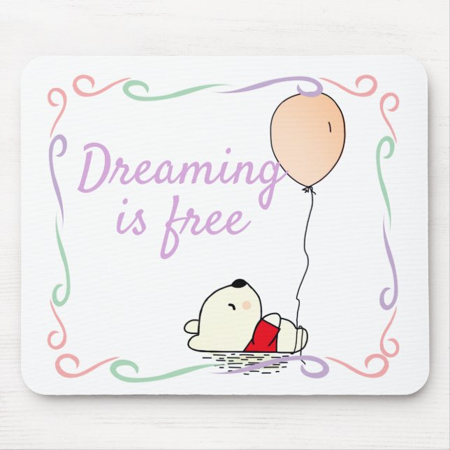 Free Dreams Bear with Balloons Mouse Pad (Front)