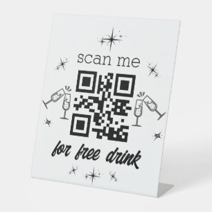 free drink qr code  stylish chic pedestal sign