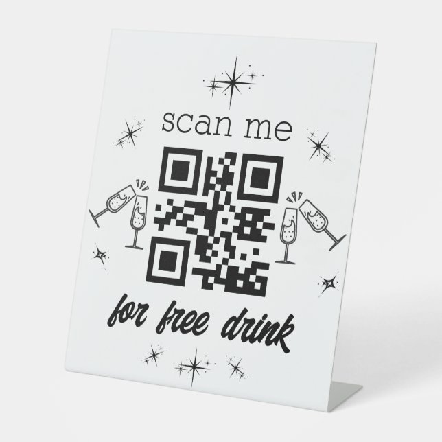 free drink qr code  stylish chic pedestal sign (Front)