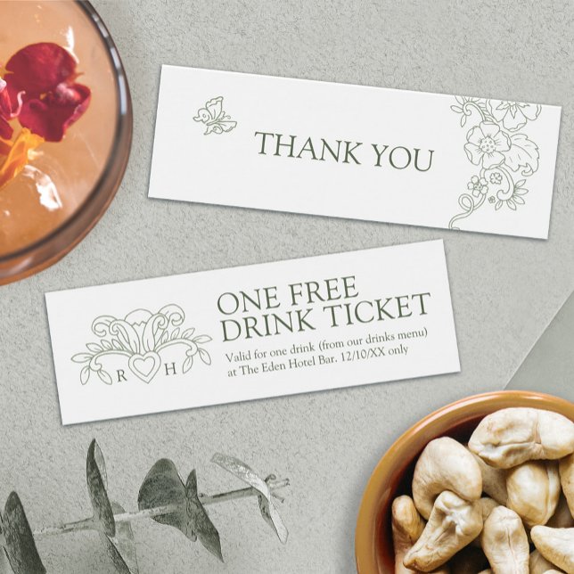 Free drink wedding voucher fleur de lis sage green (Creator Uploaded)