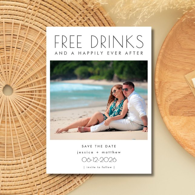 Free Drinks 2 Photo Beach Wedding Save the Date (Free Drinks 2 Photo Beach Wedding Save the Date)