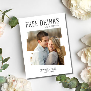 Free Drinks and a Wedding Funny Save the Date Announcement Postcard