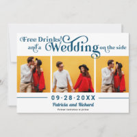 Free Drinks Casual Wedding Save The Date 3 Photo