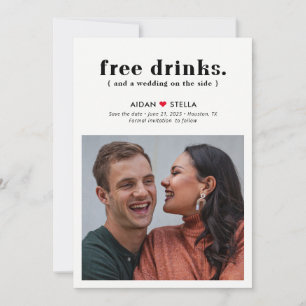 Free Drinks Editable Colour Fun Save The Date Card