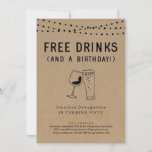 Free Drinks Funny Adult Birthday Party Invitation<br><div class="desc">Free Drinks (And a Birthday!) Funny invitation wording for a fun birthday party. The wine and beer toast artwork is hand-drawn on a wonderfully rustic kraft background. Coordinating RSVP, Details, Registry, Thank You cards and other items are available in the 'Rustic Brewery / Winery Line Art' Collection within my store....</div>