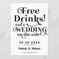 Free Drinks Funny Casual Wedding Save The Date
