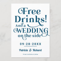 Free Drinks Funny Casual Wedding Save The Date