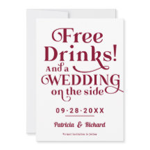 Free Drinks Funny Casual Wedding Save The Date
