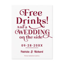 Free Drinks Funny Casual Wedding Save The Date