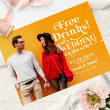 Free Drinks Funny Casual Wedding Save The Date