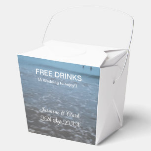 Free drinks save the date beach wedding add name  favour box