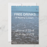 Free drinks save the date beach wedding add name