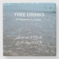 Free drinks save the date beach wedding add name 