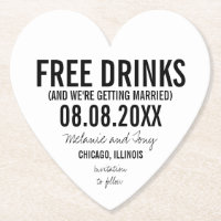 Free Drinks Wedding Unique Funny Save the Dates