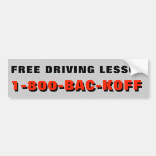 Free Driving Lesson "Back Off" Bumper Sticker