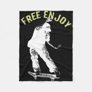 Free Enjoy Retro Urban Skateboarding  Fleece Blanket