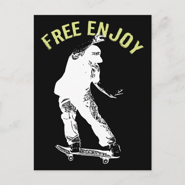 Free Enjoy Retro Urban Skateboarding  Holiday Postcard (Front)