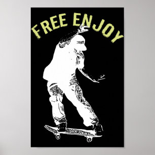 Free Enjoy Retro Urban Skateboarding Poster