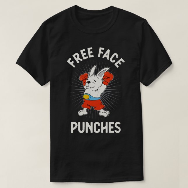 Free Face Punches Fun Boxing Rabbit T-Shirt (Design Front)