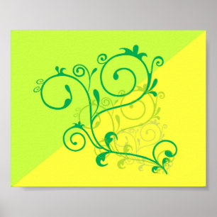Free-Floral-Graphics.jpg Lemon Lime digital swirls Poster