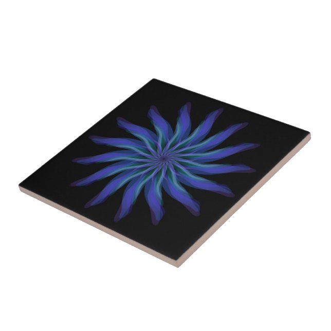 Free Flowing Floral Gorgeous Green Blue Purple    Tile (Side)