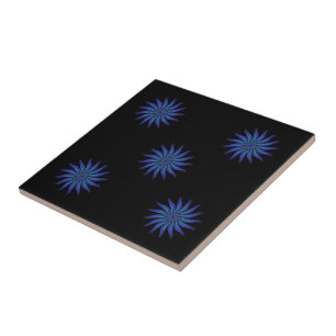 Free Flowing Floral Gorgeous Green Blue Purple    Tile