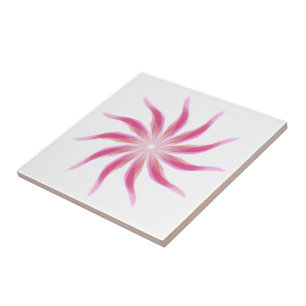 Free Flowing Floral Pretty In Pink Leaves Art      Tile