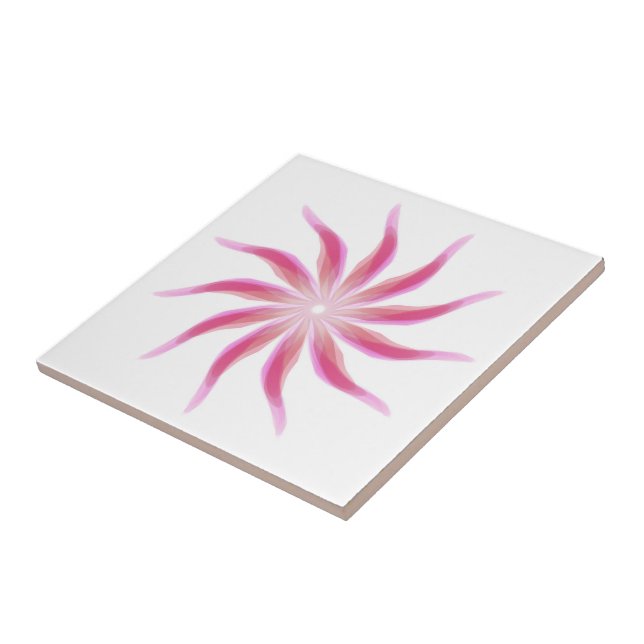 Free Flowing Floral Pretty In Pink Leaves Art      Tile (Side)