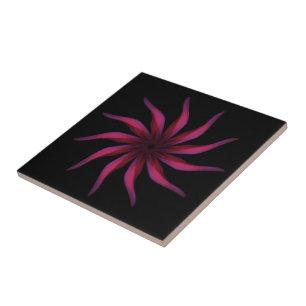 Free Flowing Floral Pretty In Pink Leaves Art Tile