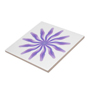 Free Flowing Floral Pretty In Purple Leaf Art Tile