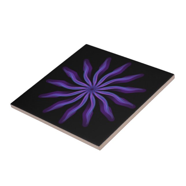 Free Flowing Floral Pretty In Purple Leaf Art Tile (Side)