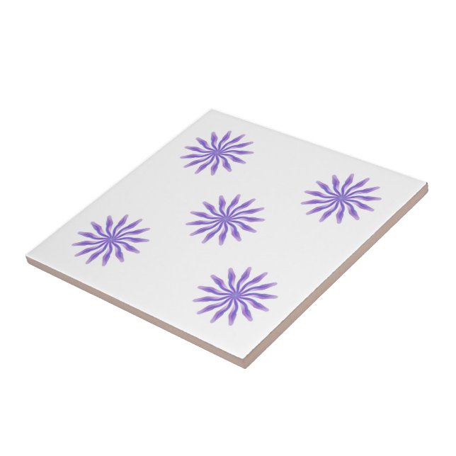 Free Flowing Floral Pretty In Purple Leaf Art Tile (Side)