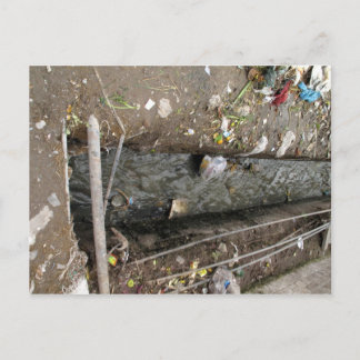 Free flowing sewage drain postcard