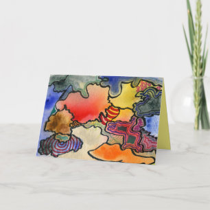 Free form abstract cool & hot colour cells art card