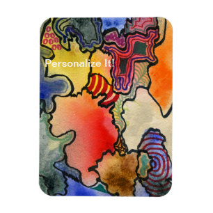 Free form abstract cool & hot colour cells art magnet