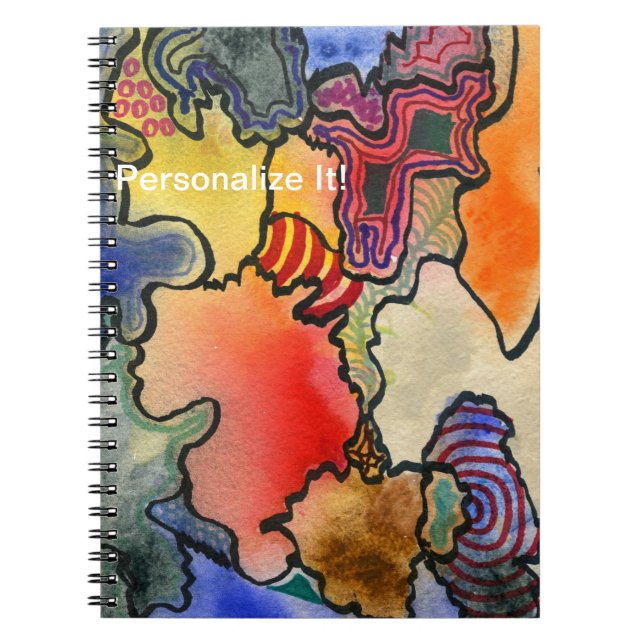 Free form abstract cool & hot colour cells art notebook (Front)