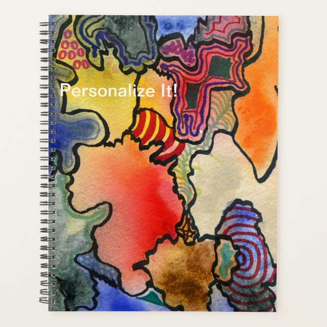 Free form abstract cool & hot colour cells art planner (Front)